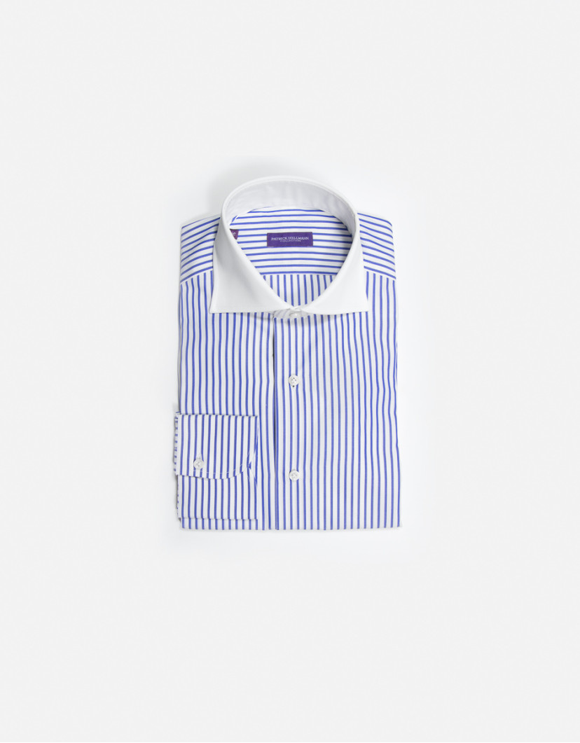 Patrick Hellmann Collection White Shirt With Blue Line And Pure Collar image